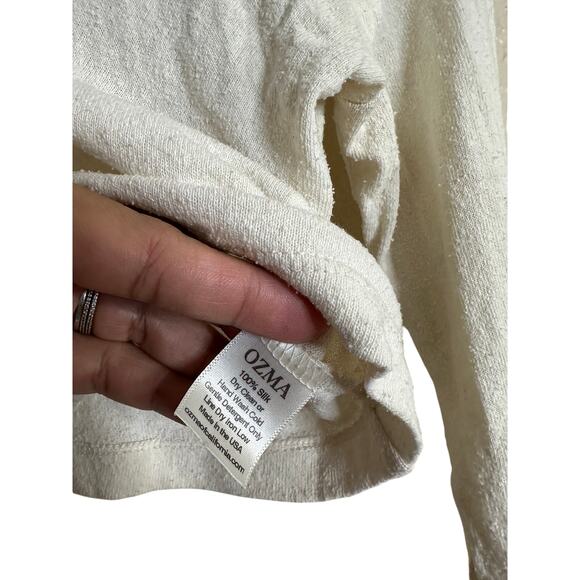 Ozma of California Rae Cardigan Raw Silk Noil Long Sleeve Cream Womans XS - Picture 7 of 7